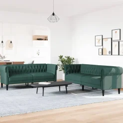 vidaXL sofasæt 2 dele stof mørkegrøn