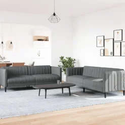 vidaXL sofasæt 2 dele stof mørkegrå