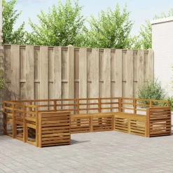 vidaXL Sofasæt 9 pcs Naturfarvet Massivt Akacietræ