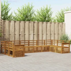 vidaXL Sofasæt 10 pcs Naturfarvet Massivt Akacietræ
