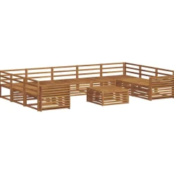 vidaXL Sofasæt 10 pcs Naturfarvet Massivt Akacietræ