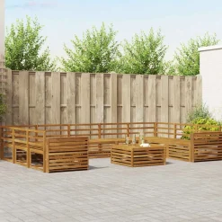 vidaXL Sofasæt 10 pcs Naturfarvet Massivt Akacietræ