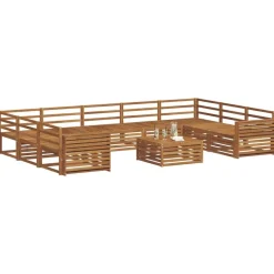 vidaXL Sofasæt 10 pcs Naturfarvet Massivt Akacietræ