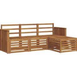 vidaXL Sofasæt 4 pcs Naturfarvet Massivt Akacietræ