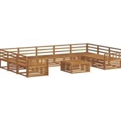 vidaXL Sofasæt 10 pcs Naturfarvet Massivt Akacietræ