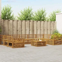 vidaXL Sofasæt 10 pcs Naturfarvet Massivt Akacietræ