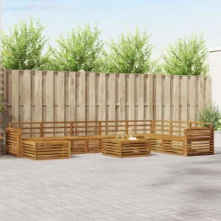 vidaXL Sofasæt 9 pcs Naturfarvet Massivt Akacietræ