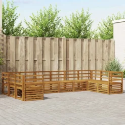 vidaXL Sofasæt 10 pcs Naturfarvet Massivt Akacietræ