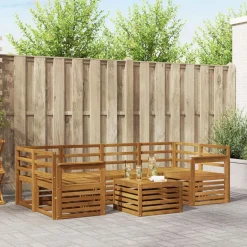 vidaXL Sofasæt 7 pcs Naturfarvet Massivt Akacietræ