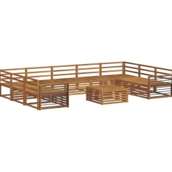 vidaXL Sofasæt 10 pcs Naturfarvet Massivt Akacietræ