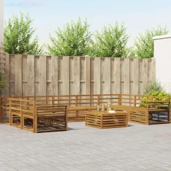 vidaXL Sofasæt 10 pcs Naturfarvet Massivt Akacietræ