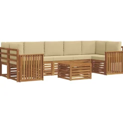 vidaXL Sofasæt med pude 8 pcs Naturlig og Beige Massivt Akacietræ