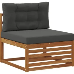 vidaXL Sofasæt med pude 6 pcs Naturlig og Antracit Massivt Akacietræ