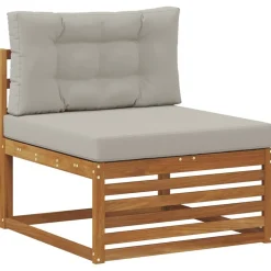 vidaXL Sofasæt med pude 10 pcs Naturlig og Lys Grå Massivt Akacietræ