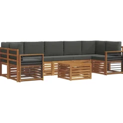 vidaXL Sofasæt med pude 8 pcs Naturlig og Antracit Massivt Akacietræ