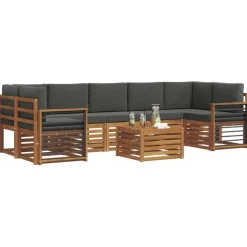 vidaXL Sofasæt med pude 8 pcs Naturlig og Antracit Massivt Akacietræ