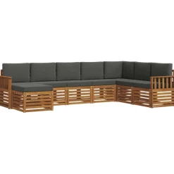 vidaXL Sofasæt med pude 8 pcs Naturlig og Antracit Massivt Akacietræ