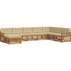 vidaXL Sofasæt med pude 8 pcs Naturlig og Beige Massivt Akacietræ