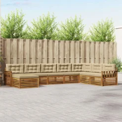 vidaXL Sofasæt med pude 8 pcs Naturlig og Beige Massivt Akacietræ