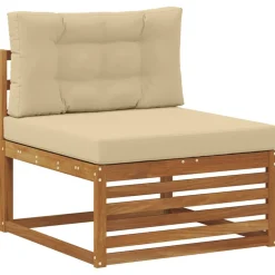 vidaXL Sofasæt med pude 8 pcs Naturlig og Beige Massivt Akacietræ