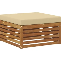 vidaXL Sofasæt med pude 7 pcs Naturlig og Beige Massivt Akacietræ