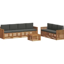 vidaXL Sofasæt med pude 8 pcs Naturlig og Antracit Massivt Akacietræ