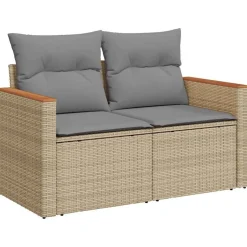 vidaXL sofasæt til haven 7 dele med hynder polyrattan akacietræ beige
