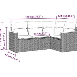 vidaXL sofasæt til haven 4 dele med hynder polyrattan beige