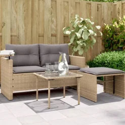 vidaXL sofasæt til haven 3 dele med hynder polyrattan beige