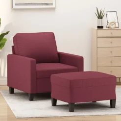 vidaXL sofastol med fodskammel 60 cm stof vinrød