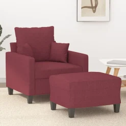vidaXL sofastol med fodskammel 60 cm stof vinrød