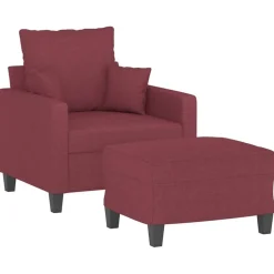 vidaXL sofastol med fodskammel 60 cm stof vinrød