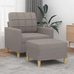 vidaXL sofastol med fodskammel 60 cm stof Gråbrun