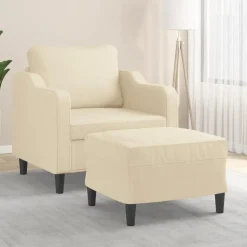 vidaXL sofastol med fodskammel 60 cm Stof cremefarvet