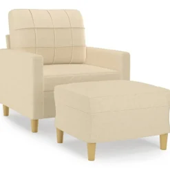 vidaXL sofastol med fodskammel 60 cm Stof cremefarvet