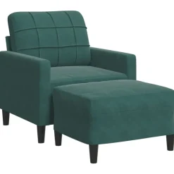 vidaXL sofastol med fodskammel 60 cm velour mørkegrøn