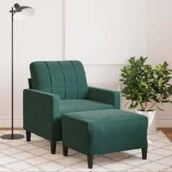 vidaXL sofastol med fodskammel 60 cm velour mørkegrøn