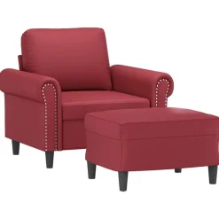 vidaXL sofastol med fodskammel 60 cm kunstlæder Vinrød