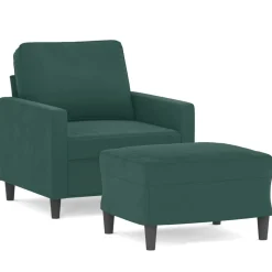 vidaXL sofastol med fodskammel 60 cm velour mørkegrøn