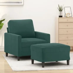 vidaXL sofastol med fodskammel 60 cm velour mørkegrøn