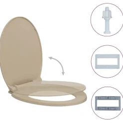 vidaXL soft close toiletsæde oval beige