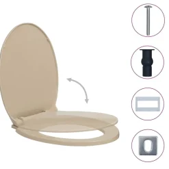 vidaXL soft close toiletsæde quick release oval beige