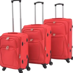 vidaXL softcase-trolleysæt 3 stk. rød