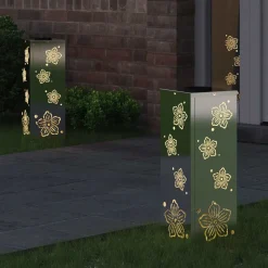 vidaXL Solar LED sti lys 2 pcs Sølv Rustfrit stål