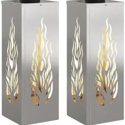 vidaXL Solar LED sti lys 2 pcs Sølv Rustfrit stål