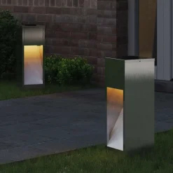 vidaXL Solar Led Sti Lys 2 pcs Sølv Rustfrit stål