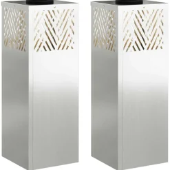 vidaXL Solar LED sti lys med batteridrevne lys 2 pcs Sølv Galvaniseret