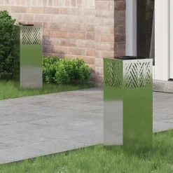 vidaXL Solar LED sti lys med batteridrevne lys 2 pcs Sølv Galvaniseret