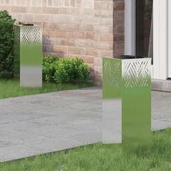 vidaXL Solar LED sti lys 2 pcs Sølv Rustfrit stål