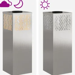 vidaXL Solar LED sti lys 2 pcs Sølv Rustfrit stål